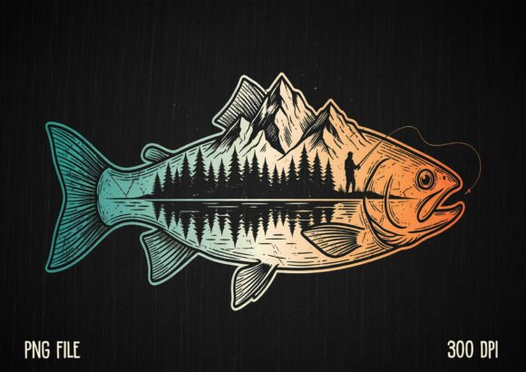 Download Bass Fishing Mountain Nature Outdoor PNG - Premium Resources