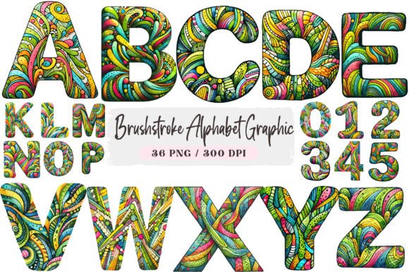 Download Brushstroke Alphabet Graphic Clipart - Stroke Collection