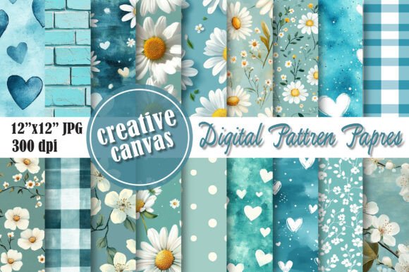 Download Blue Floral Digital Paper Bundle - Premium Resources