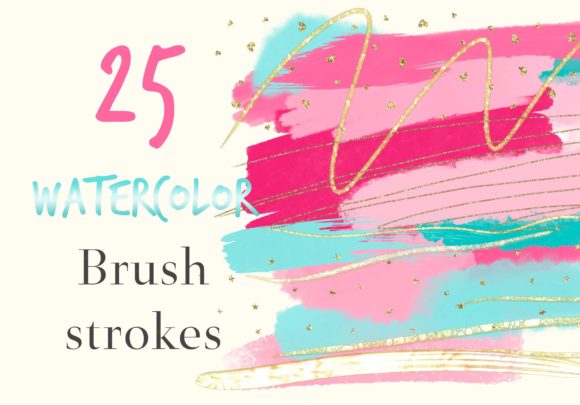 Download Watercolor Brush Strokes in Hot Pink - Stroke Collection